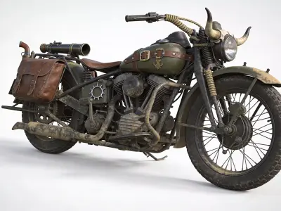 Wild West Frontier Combat Motorcycle 3D Model Low-poly 3D model