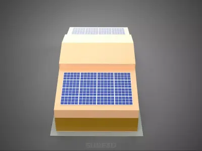 ROOFTOP SOLAR PANEL POWER SHED WAREHOUSE STOREHOUSE DEPOT BARN 3D model