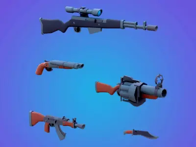 Super low poly Weapon Pack for Free Free low-poly 3D model