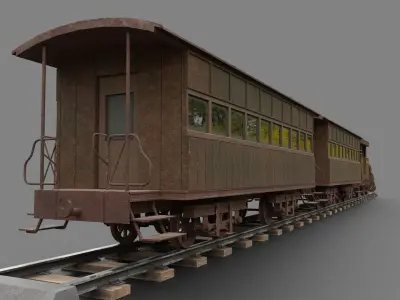 Old abandoned train B2502 3D model