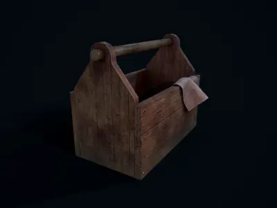 Wooden Toolbox Low-poly 3D model purchase