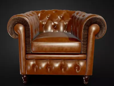 Brown leather armchair 3D model