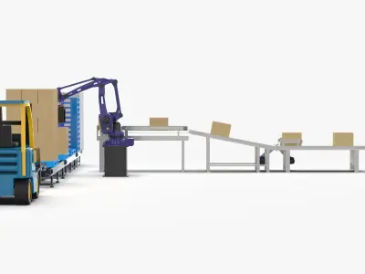 Robot Palletizing Card Board Line 3D model