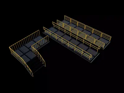 Modular industrial walkway 3D model