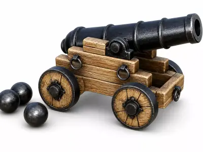 Antique Naval Cannon  18th Century 3D model
