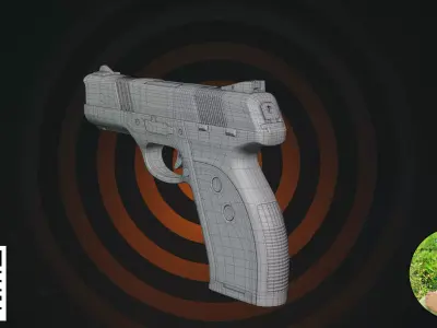 Modern Compact Semi-Automatic Pistol 3D model