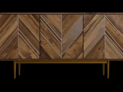 Large Dark Hunton Oak Wood Sideboard 3D model