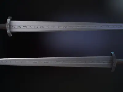 Scandinavian Battle Sword Low-poly 3D model