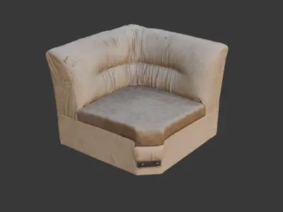 Worn Leather Armchair  3D Scanned Low-Poly Model Low-poly 3D model