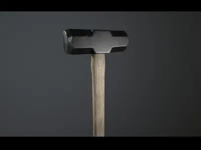 Sledgehammer piece of metal Low-poly 3D model