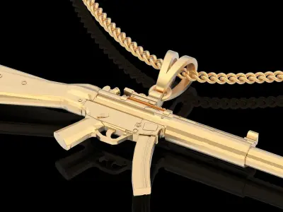 MP5 Gun pendant silver gold printable jewelry 3D model 3D print model purchase