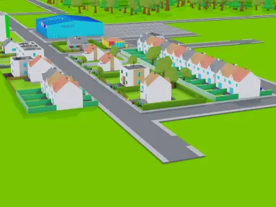 modular low poly city Low-poly 3D model