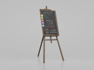 Vertical Wooden Chalkboards Duo - Customizable Standing Writing Board Set 3D model