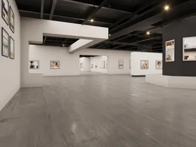low poly gallery hall 02 Low-poly 3D model