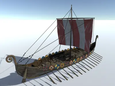 Viking Ship Low-poly 3D model