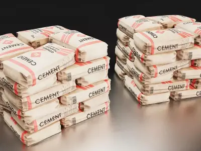 Cement Bag Stack 3D Model Low-poly 3D model