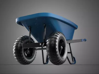 HEAVY DUTY TWIN WHEEL HAND CART WHEELBARROW TROLLEY WAGON TRAY 3D model