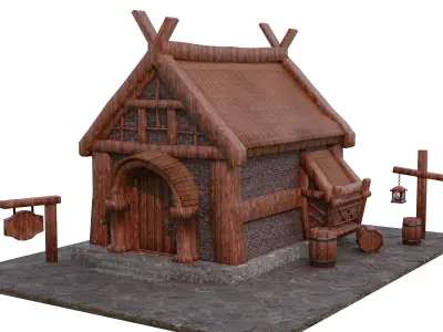 Medieval House Low-poly 3D model order