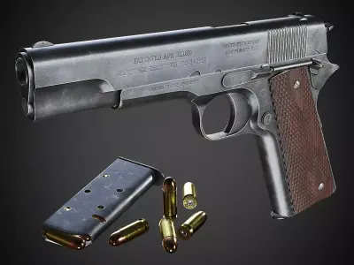 Colt M1911 Pistol Low-poly 3D model purchase