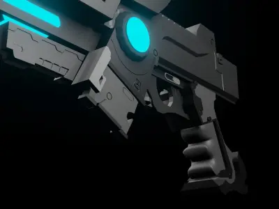Low-poly fully rigged sci-fi gun Low-poly 3D model