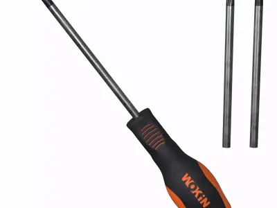 Screwdriver with orange and handle 3D model