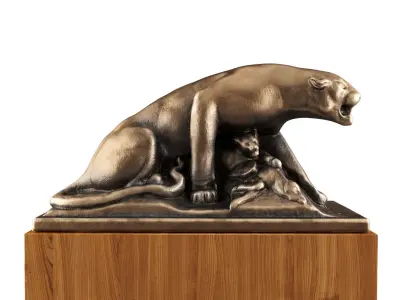 Lying panther sculpture 3D model
