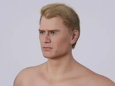 Dolph Lundgren - Male Celebrity Actor - Classic Side Part Hair Low-poly 3D model