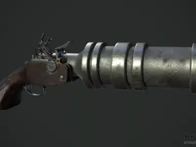 Heavy pirate pistol Low-poly 3D model