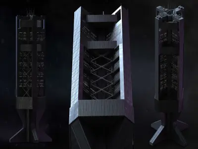 Brutalist Scifi Building 05 3D model 3D model