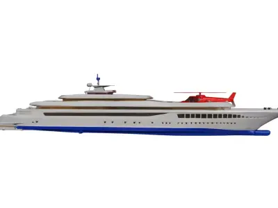 Helicopter Luxury Yacht Modern Multi-Deck Super Yacht 3D model