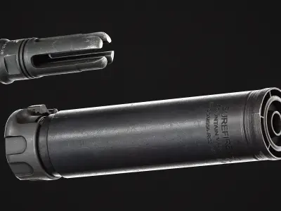 Surefire SOCOM556 RC3 Silencer Low-poly 3D model