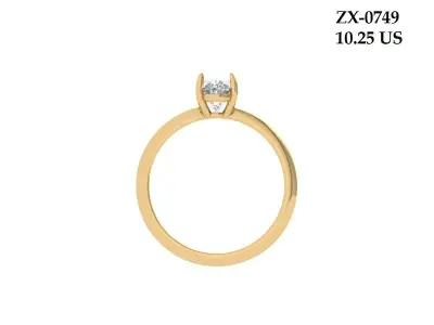 Oval Solitaire Ring 3D print model 9