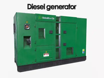 Diesel generator green Low-poly 3D model