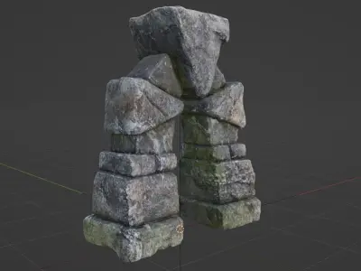 Ancient Stone Gateway or Medieval Fantasy Doorway Low-poly 3D model