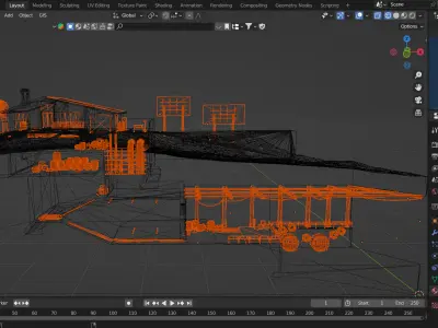 Outpost Model with Underground Base Low-poly 3D model