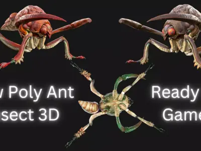 Low Poly Ant Insect 3D - Ready for Games-21 Animations Low-poly 3D model