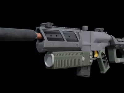 Sci-Fi Tactical Stealth Carbine Game Ready Low Poly Low-poly 3D model