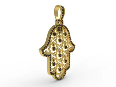 Antique Art Deco Hamsa Hand Pendant 3D print model