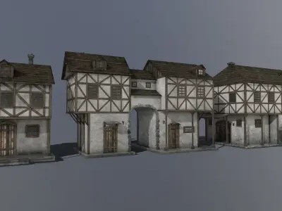 Medieval houses PACK Low-poly 3D model