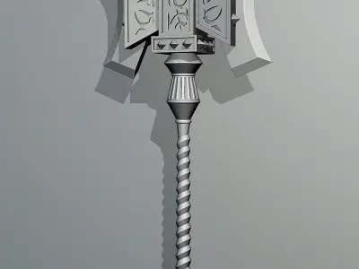 Fantasy style war hammer B2 3D model