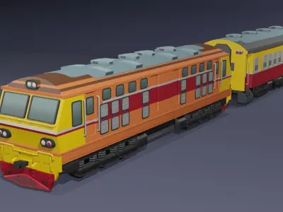 Special Express Train cartoon lowpoly 3D model