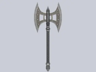 Fantasy axe Low-poly 3D model 8
