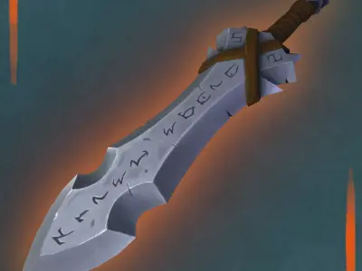 Hand-painted Barbarian Sword Low-poly 3D model