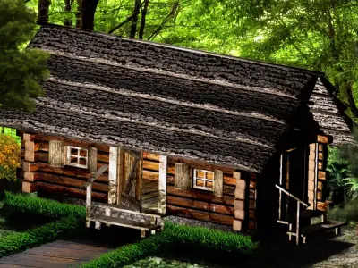 country cottage3 lwo Low-poly 3D model
