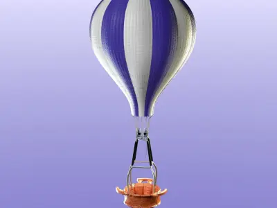 Hot air balloon Low-poly 3D model 6