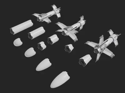 Sci Fi Missile Hunter - series Kit Low-poly 3D model