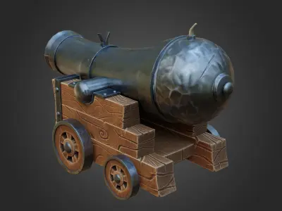 Stylized cannon  Game Ready Low-poly 3D model