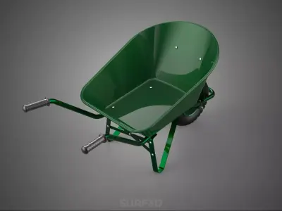 MILITARY TRANSPORT GREEN HAULER CARRIER WHEELBARROW CART TROLLEY 3D model