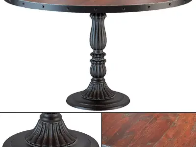 French Soda Fountain Distressed Wood Kitchen Table 3D model