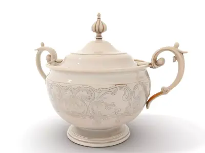 Elegant Silver Sugar Bowl model pack Low-poly 3D model
